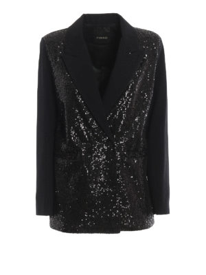 Pinko: giacche blazer - Blazer doppiopetto Jane in denim di cotone