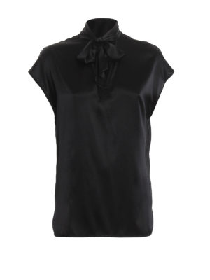 Pinko: blouses - Vegliare black silk satin blouse