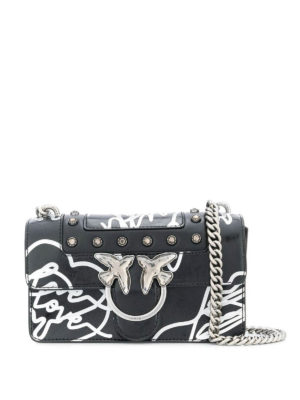 Pinko: cross body bags - Black Mini Love Neon crossbody bag