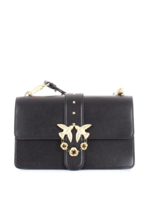 Pinko: borse a tracolla - Love Bag Simply nera con fibbia gioiello