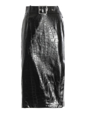 Pinko: leather skirts - Oronero croco print skirt