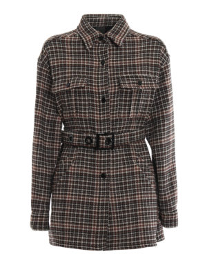 Pinko: camicie - Maxi camicia pesante Amici Mai a quadri