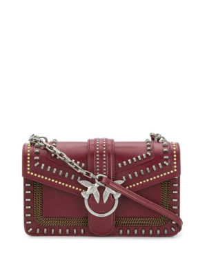 Pinko: shoulder bags - Love Mix Studs burgundy bag