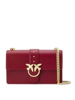 Pinko: shoulder bags - Love Simply 12 dark red leather bag