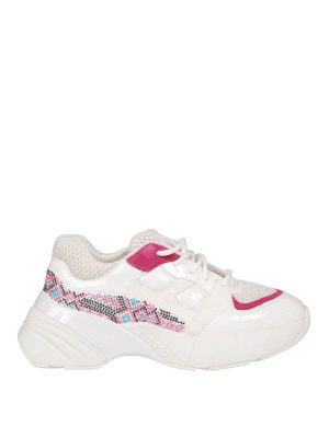 Pinko: sneakers - Sneaker bianche con strass multicolor