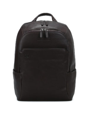 PIQUADRO: zaini - Zaino funzionale in pelle marrone