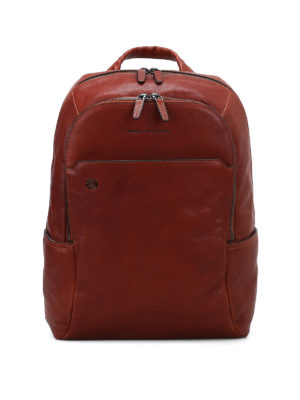 PIQUADRO: zaini - Zaino funzionale pelle color cuoio