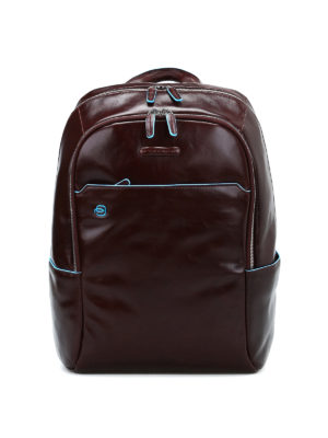 PIQUADRO: backpacks - Mahogany leather backpack