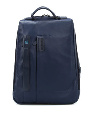 PIQUADRO: backpacks - Pulse blue nappa backpack