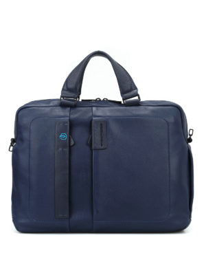 PIQUADRO: borse da ufficio - Porta computer in nappa blu