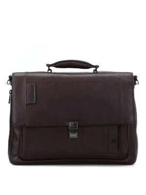 PIQUADRO: borse da ufficio - Cartella in pelle a grana marrone