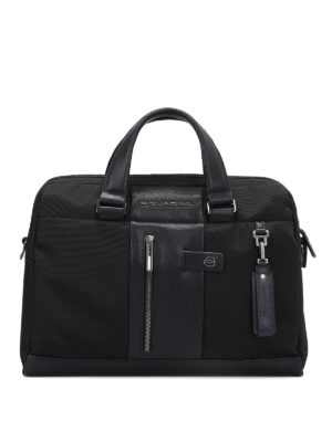 PIQUADRO: borse da ufficio - Borsa in tessuto impermeabile nero