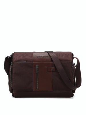 PIQUADRO: borse a spalla - Messenger in tessuto e pelle