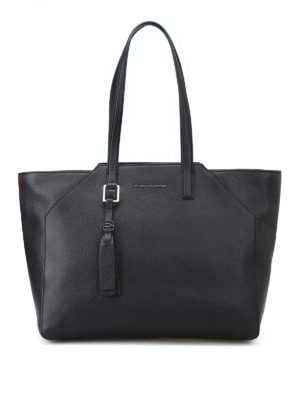 PIQUADRO: shopper - Shopper nera grande porta iPad®Air/Pro 9