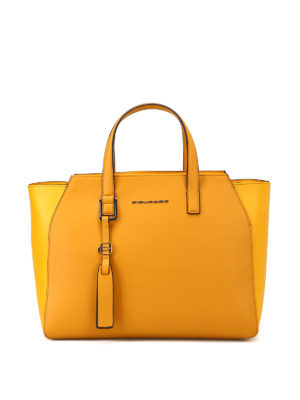 PIQUADRO: shopper - Borsa porta computer Muse in pelle bicolore