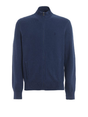 POLO RALPH LAUREN: cardigan - Cardigan in cotone blu con zip