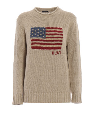 POLO RALPH LAUREN: maglia collo rotondo - Pull con intarsio bandiera americana