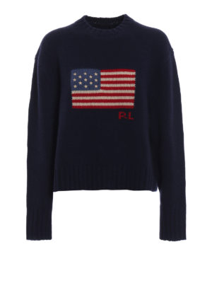 POLO RALPH LAUREN: maglia collo rotondo - Pull over con intarsio bandiera americana