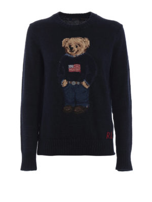 POLO RALPH LAUREN: maglia collo rotondo - Maglione in cotone e lino con intarsio orso