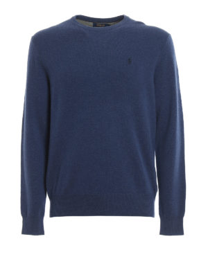 POLO RALPH LAUREN: crew necks - Blue merino wool crew neck sweater