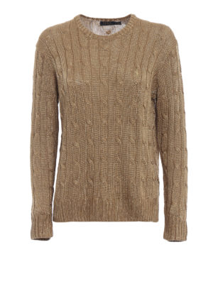 POLO RALPH LAUREN: maglia collo rotondo - Maglia in filato di viscosa e lurex oro