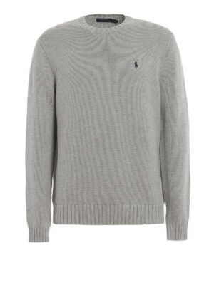 POLO RALPH LAUREN: maglia collo rotondo - Girocollo in cotone grigio
