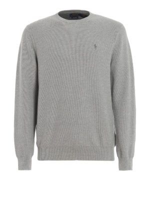 POLO RALPH LAUREN: maglia collo rotondo - Girocollo in cotone Pima grigio