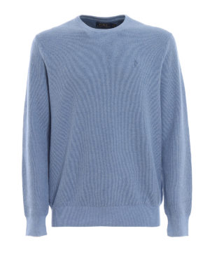 POLO RALPH LAUREN: maglia collo rotondo - Girocollo in cotone Pima azzurro