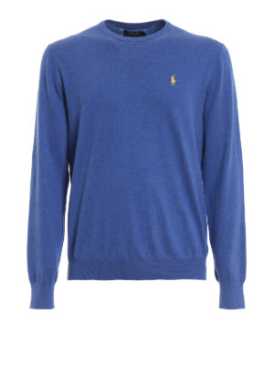 POLO RALPH LAUREN: maglia collo rotondo - Girocollo slim in cotone bluette