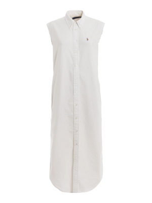 POLO RALPH LAUREN: abiti lunghi - Maxi chemisier smanicato in drill di cotone