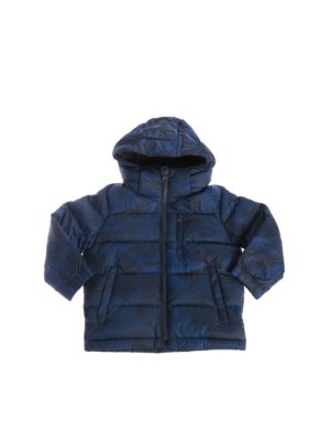 POLO RALPH LAUREN: padded coats - Camouflage hooded down jacket in blue