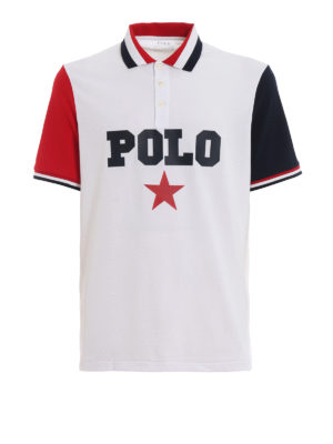 POLO RALPH LAUREN: polo - Polo in piqué di cotone tricolore con stella