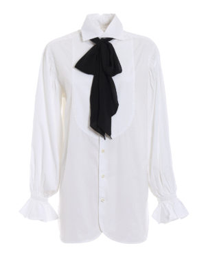 POLO RALPH LAUREN: camicie - Camicia lunga in cotone con sciarpina nera