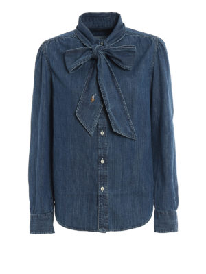 POLO RALPH LAUREN: shirts - Pussy bow denim shirt