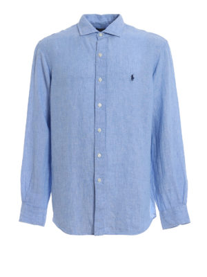 POLO RALPH LAUREN: camicie - Camicia in lino azzurro forte