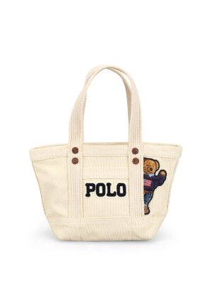 POLO RALPH LAUREN: shopper - Mini shopper in cotone con Teddy Bear