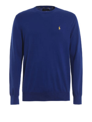 POLO RALPH LAUREN: maglia collo a v - Pullover in cotone blu con scollo a V