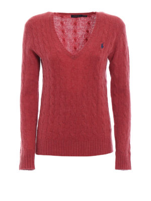 POLO RALPH LAUREN: maglia collo a v - Pull a V in merino e cashmere a trecce