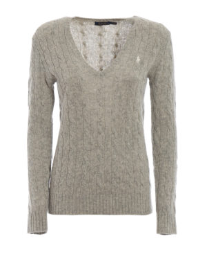 POLO RALPH LAUREN: maglia collo a v - Pull a V in merino e cashmere a trecce