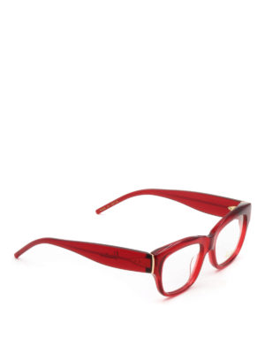 Pomellato: glasses - Red acetate square eyeglasses