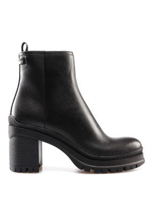 PRADA: tronchetti - Tronchetti neri in pelle con tacco