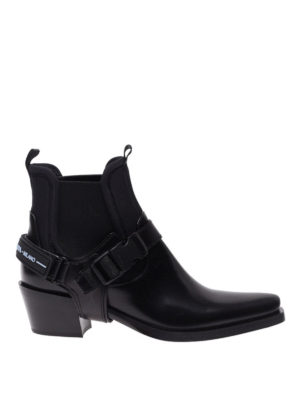 PRADA: tronchetti - Stivaletti in pelle con cinturini