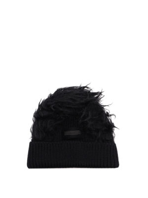 PRADA: beanies - Knitted wool beanie with mohair
