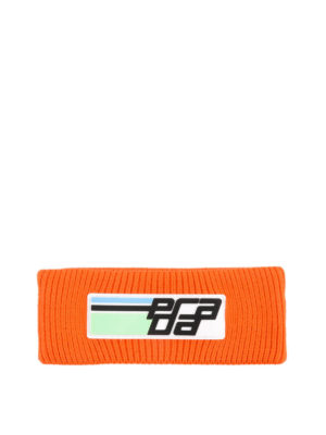 PRADA: berretti - Berretto arancio in lana con logo