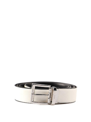 PRADA: cinture - Cintura reversibile in pelle con logo