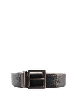 PRADA: cinture - Cintura reversibile in saffiano con logo