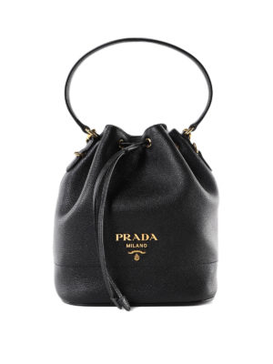 PRADA: Secchielli - Secchiello nero in pelle a grana