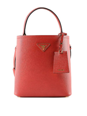 PRADA: Secchielli - Secchiello rosso in pelle saffiano