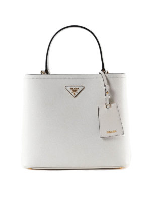 PRADA: Secchielli - Secchiello bianco in pelle saffiano