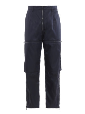 PRADA: pantaloni casual - Pantaloni multi tasche in gabardina di nylon